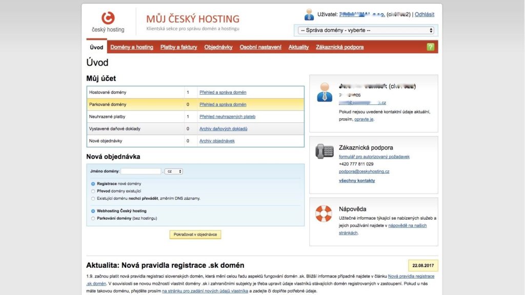 Cesky-hosting-administrace