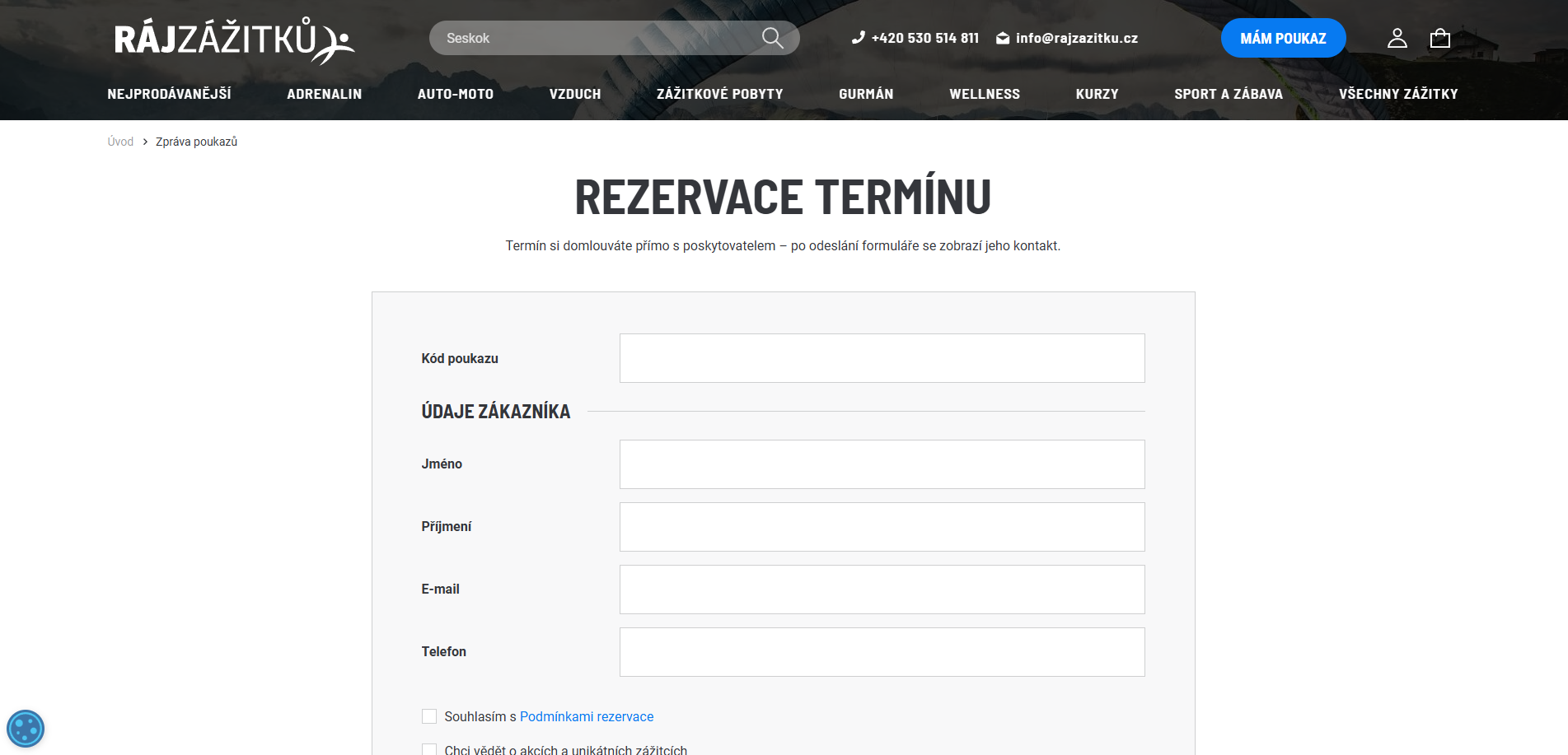 Rájzážiků Rezervace Termínu