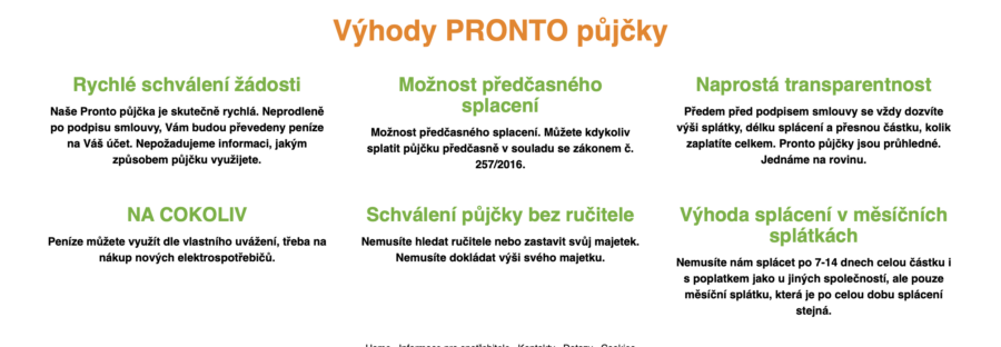 Pronto – Parametry 2