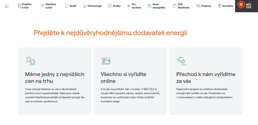 Čez Výhody