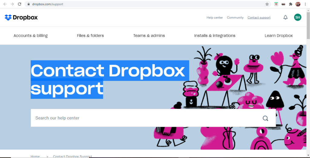 Dropbox Kontakt A Pomoc