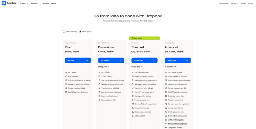 Dropbox Ceník