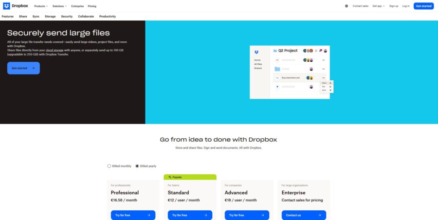 Dropbox Funkce