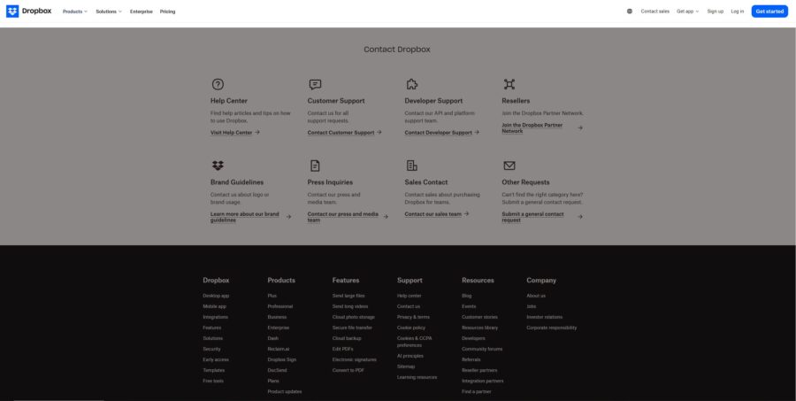 Dropbox Podpora