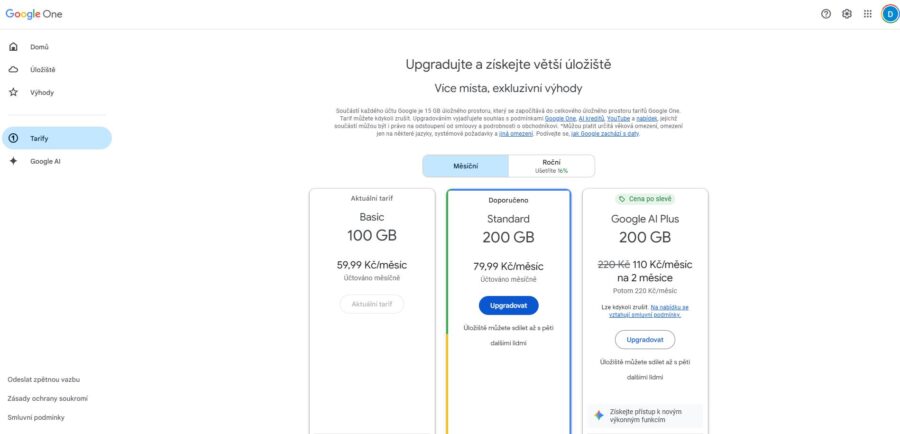 Google Drive Ceník