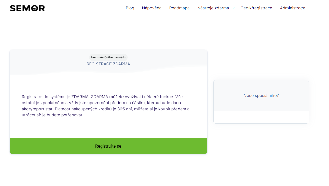 Semor Registrace