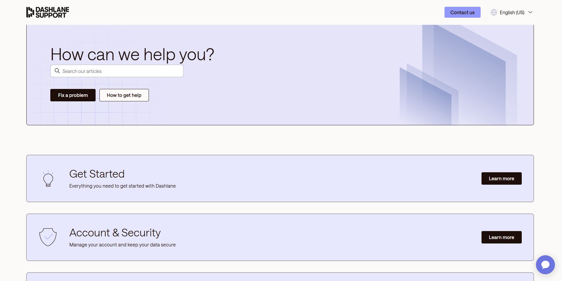 Dashlane Podpora