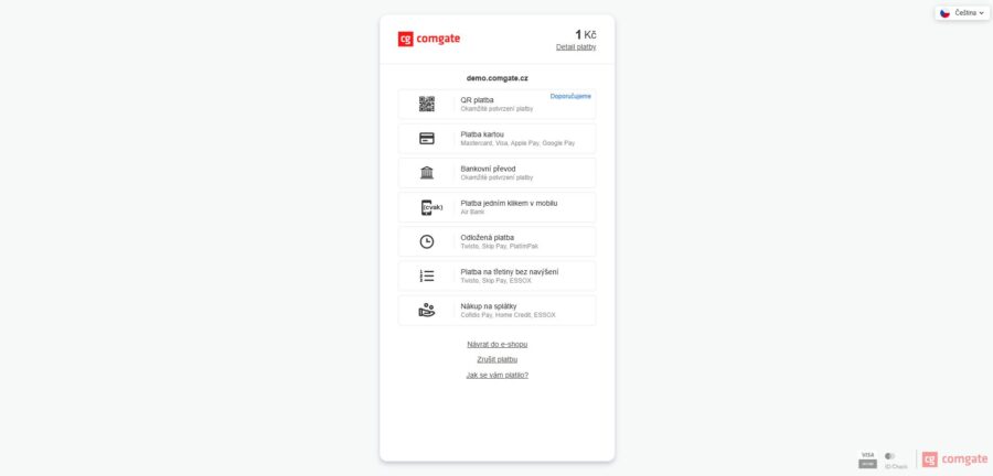Comgate Demo Platební Brány