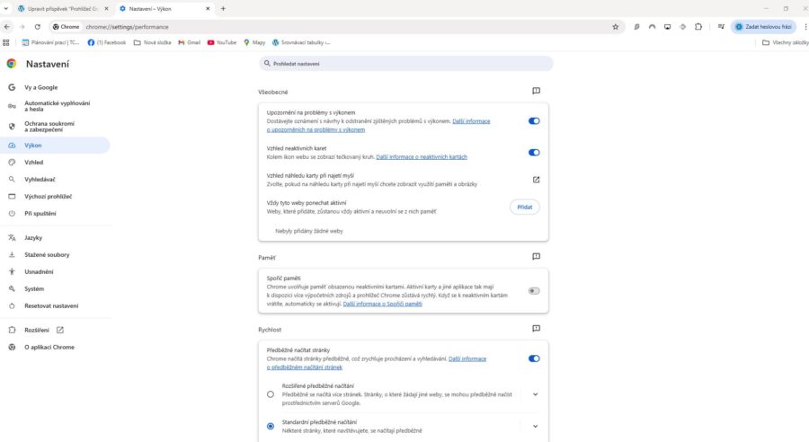 Google Chome Nastavení Výkonu