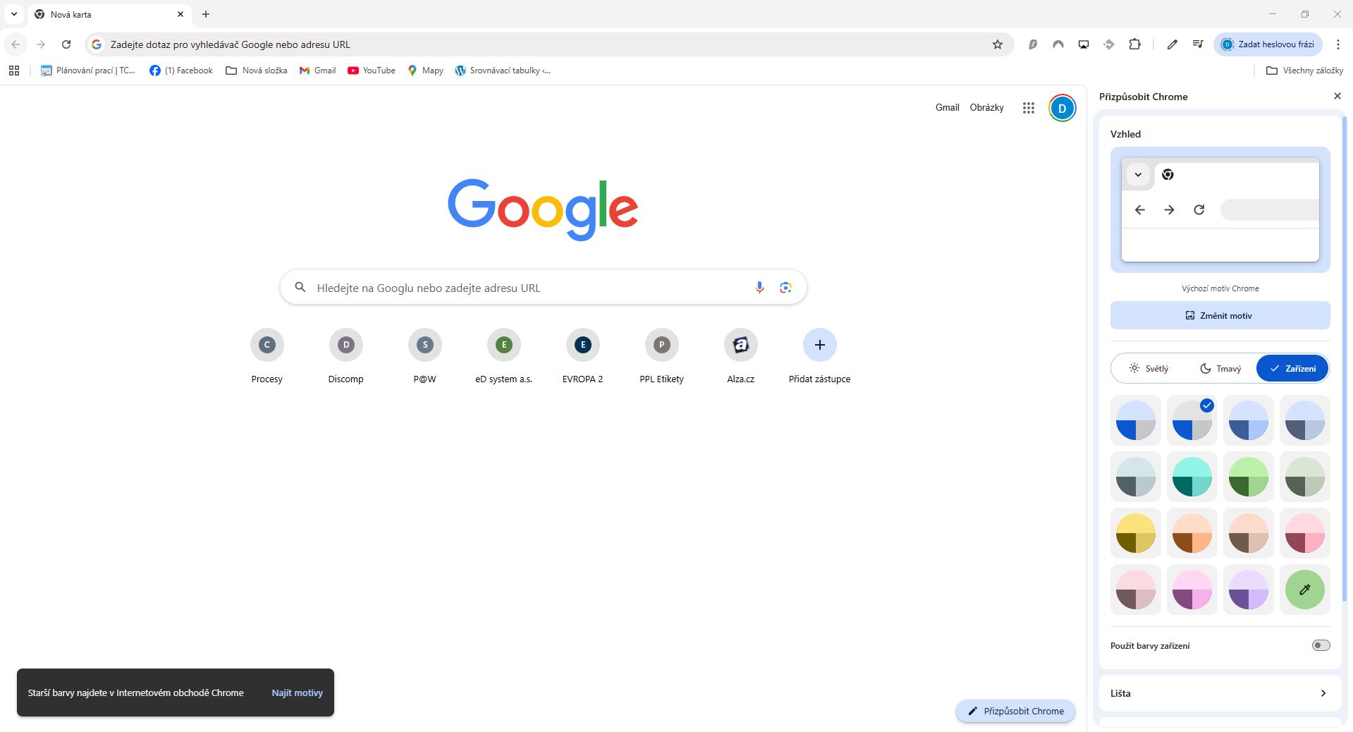 Google Chrome Nastavení