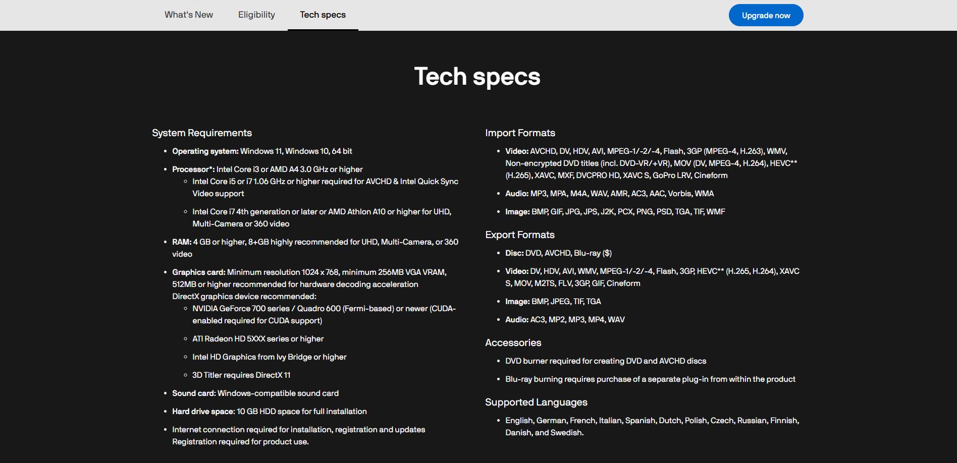 Pinnacle Studio Technické Specifikace