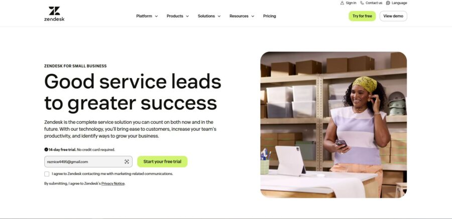 Zendesk Jednotlivci a menší Týmy