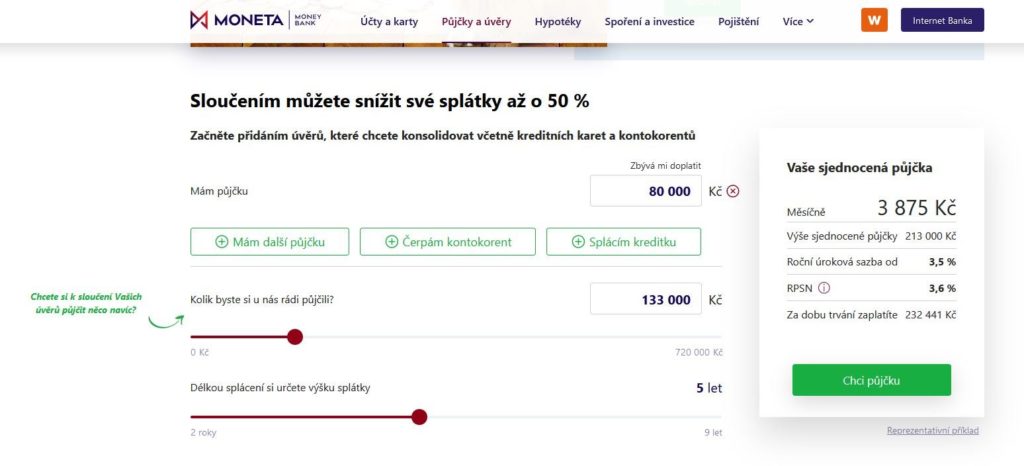 Moneta Money Bank Konsolidace Kalkulacka Pujcka Online