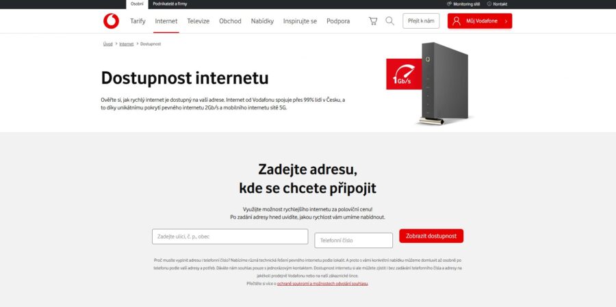 Vodafone Internet Na Adresu