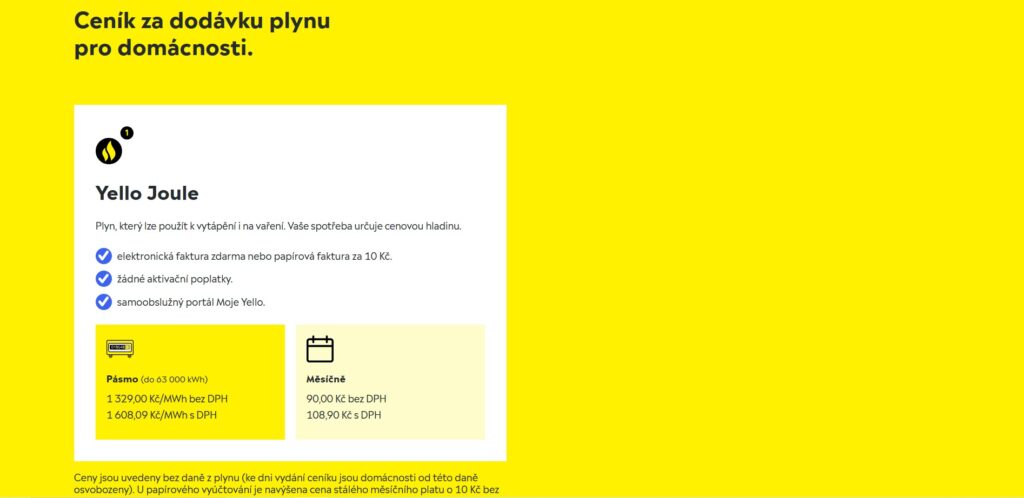 Yello Ceník Plyn