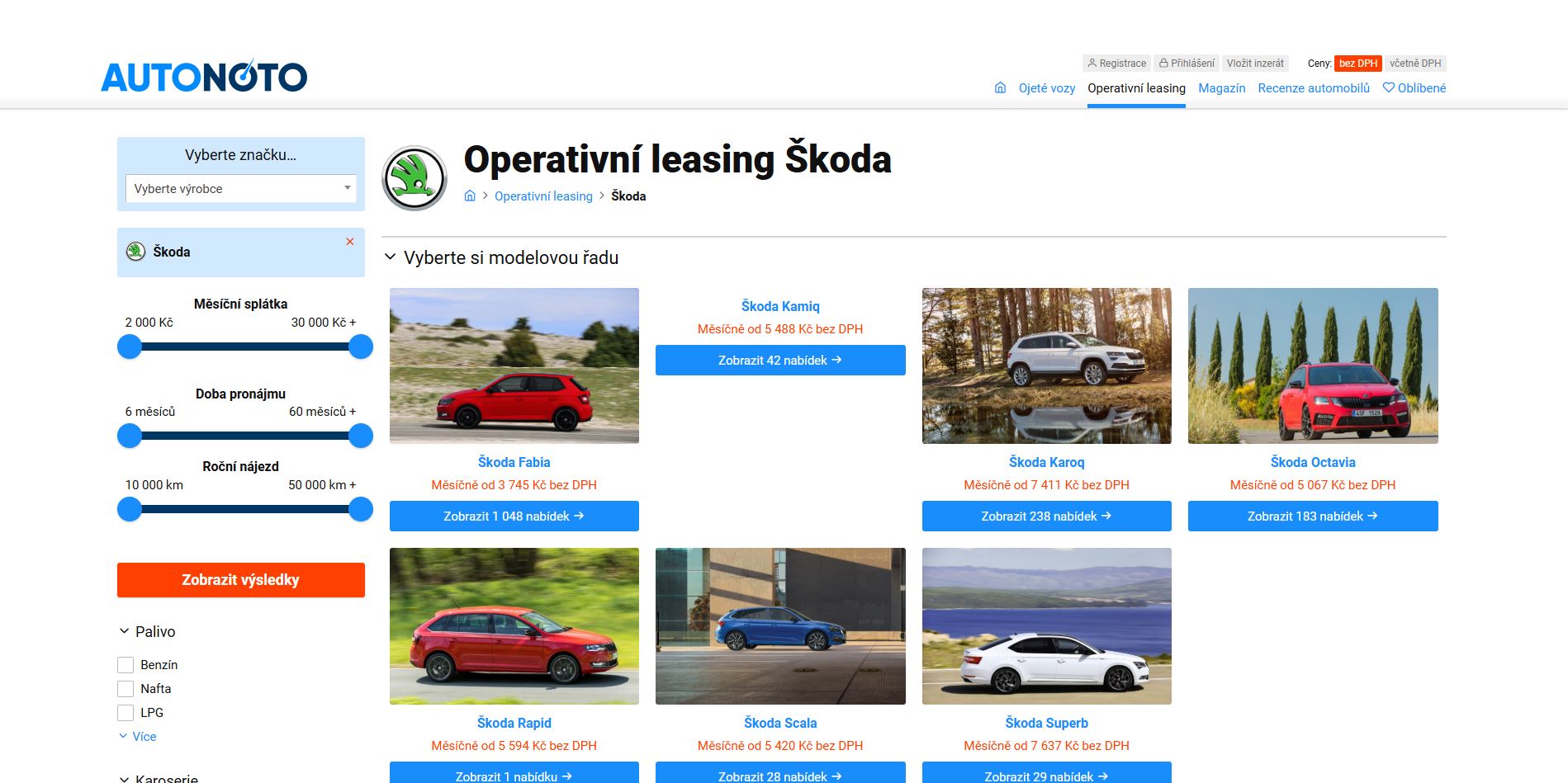 Autonoto Operativní Leasing škoda