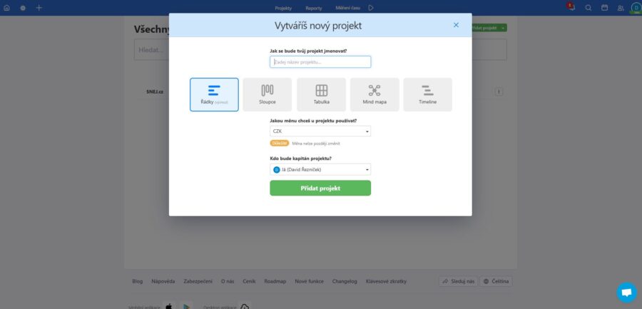 Freelo Vytvoření Projektu