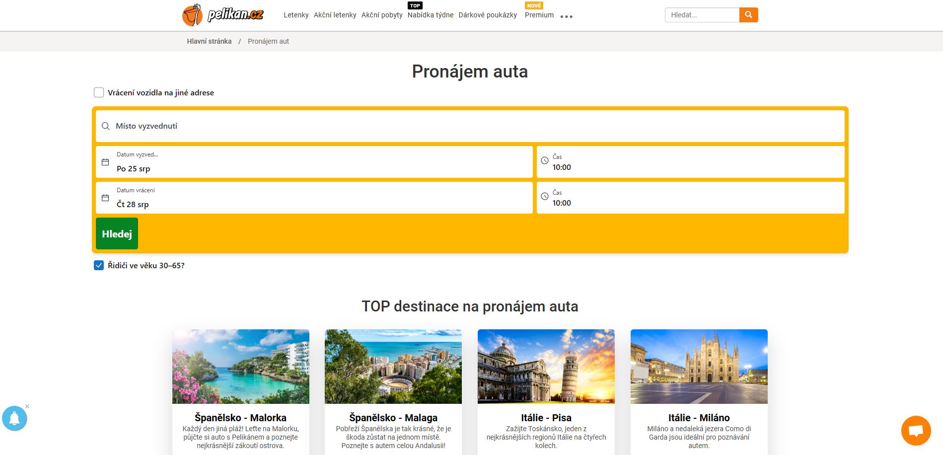 Pelikan Pronájem Auta