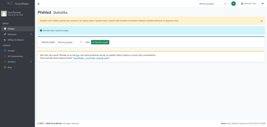 Smartmailer Rozhraní
