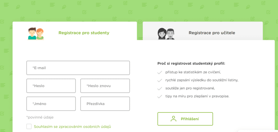 Pravopisne Registrace Student