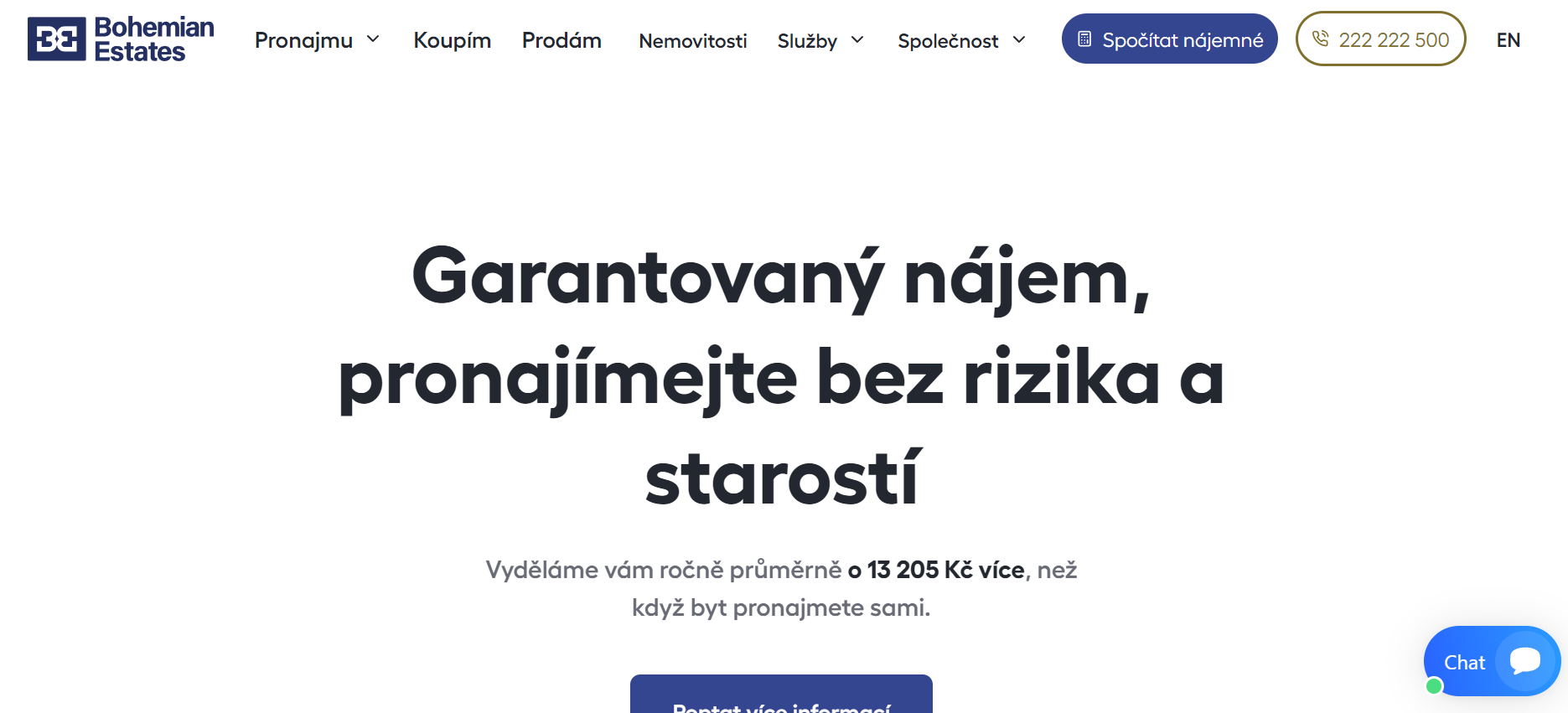 Bohemian Estates úvodní Strana