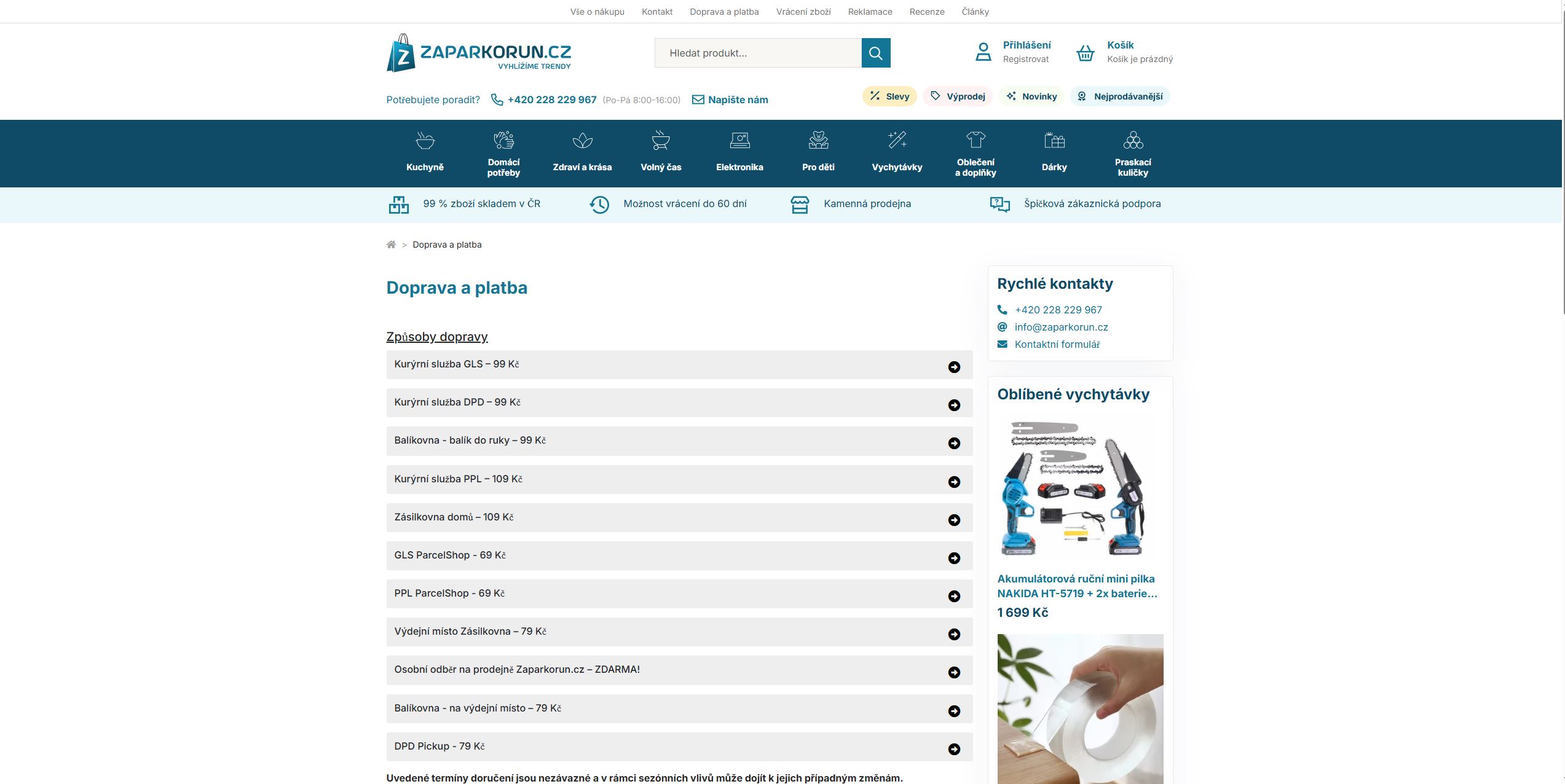 Zaparkorun.cz Doprava A Platby