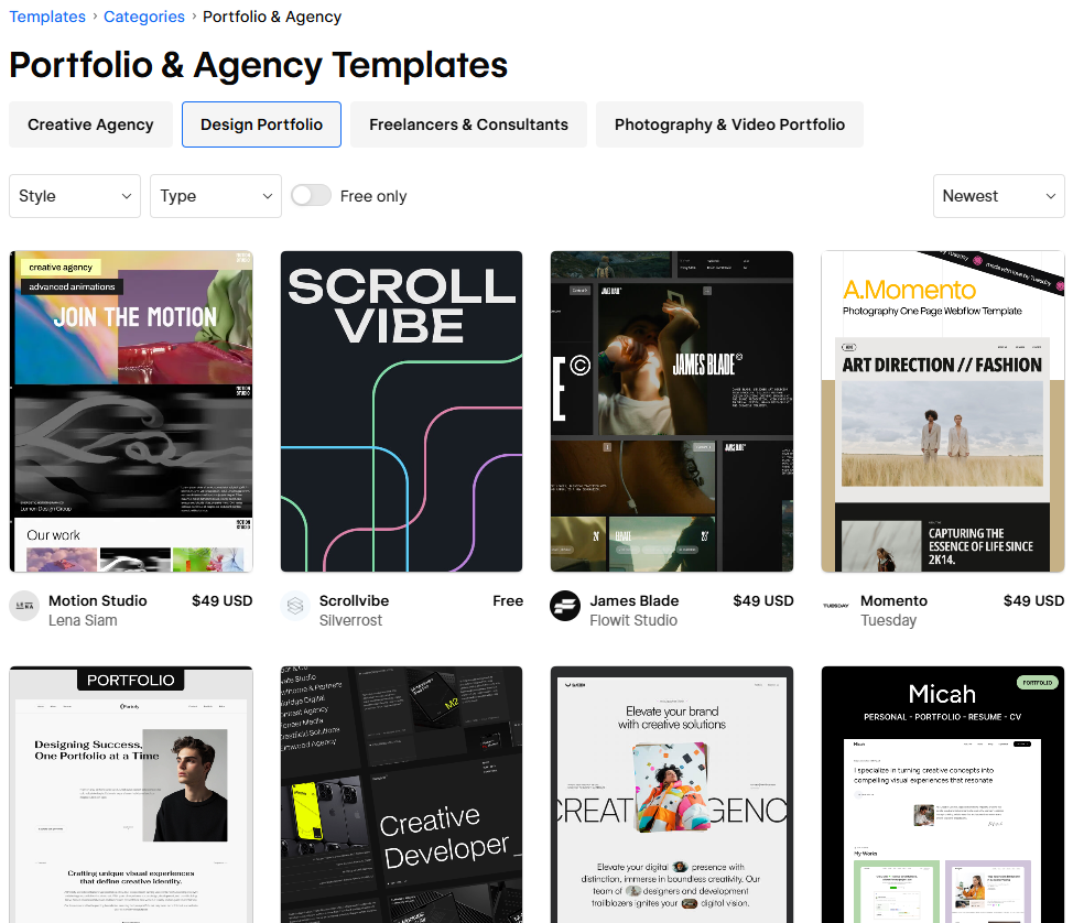 Webflow šablony