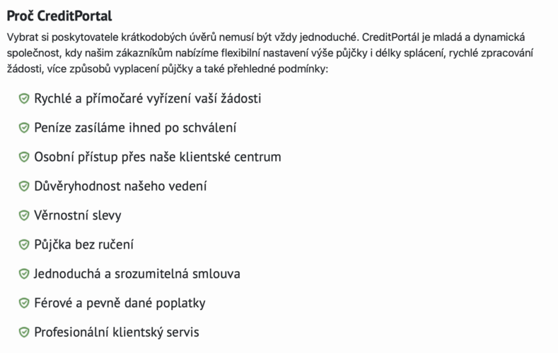 Creditportal – Parametry 2