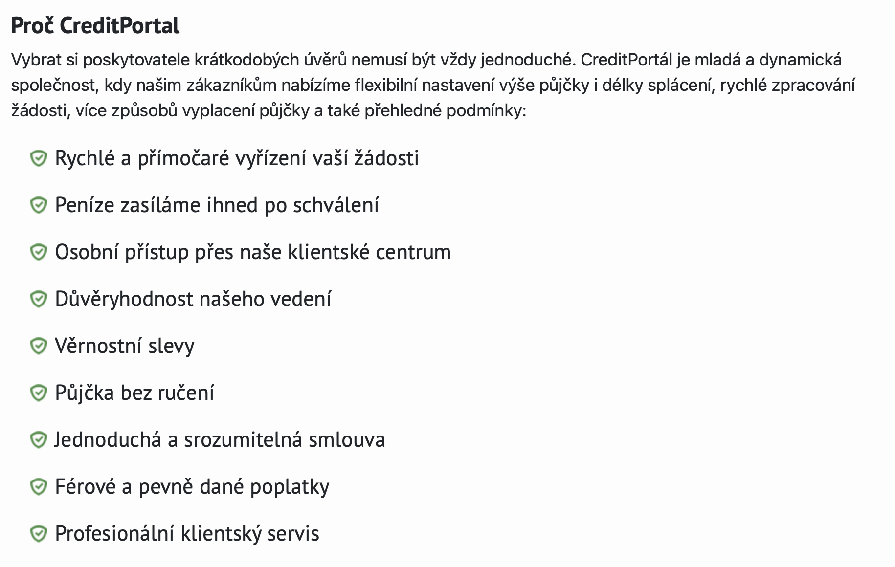 Creditportal – Parametry 2