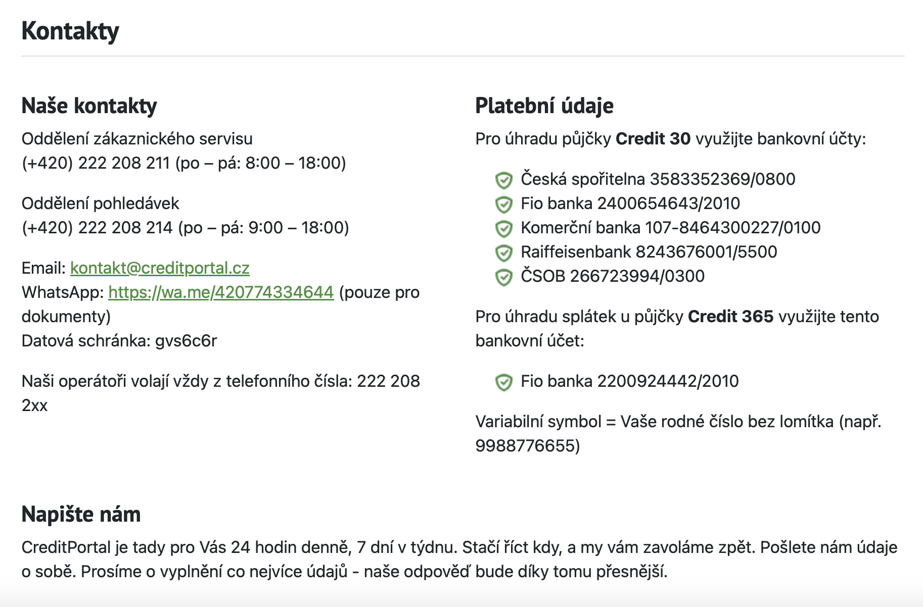 Creditportal – Sjednání
