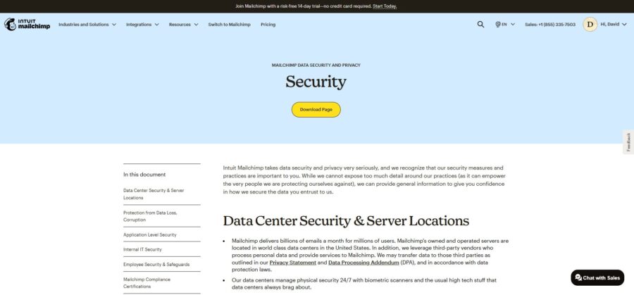 Mailchimp Bezpečnost