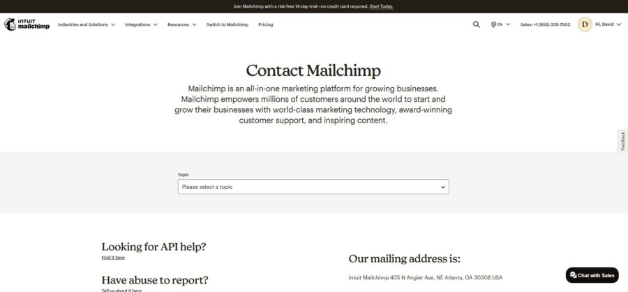 Mailchimp Podpora