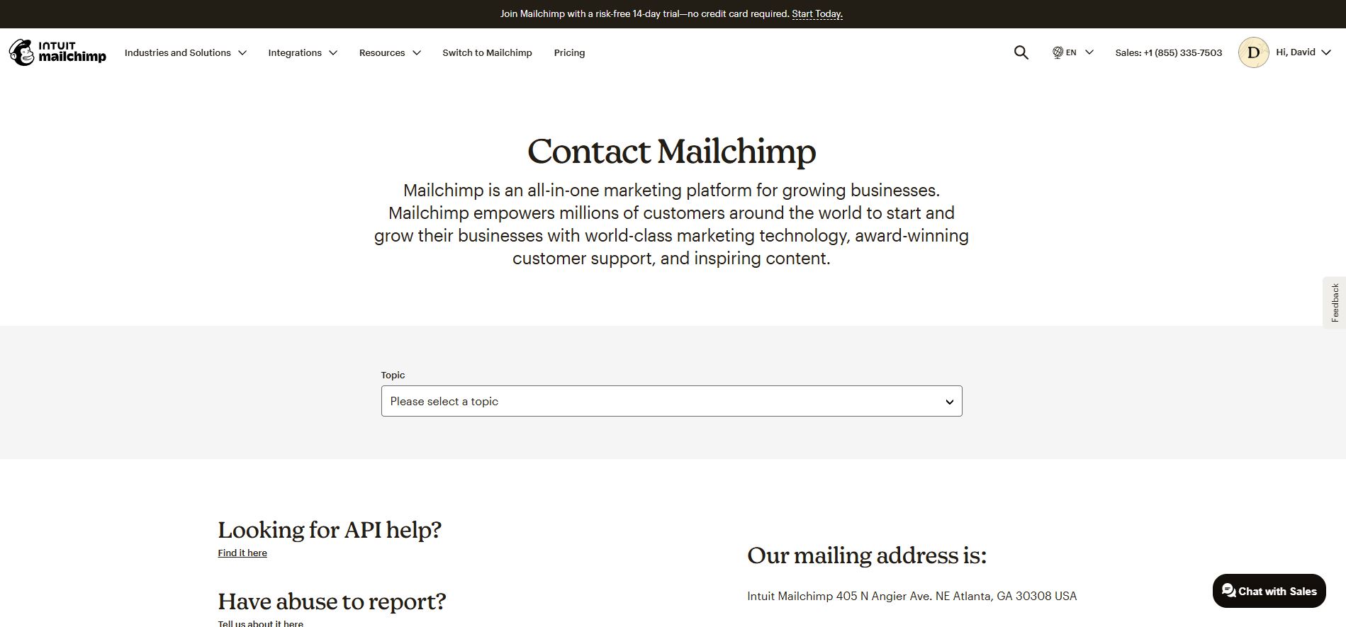 Mailchimp Podpora