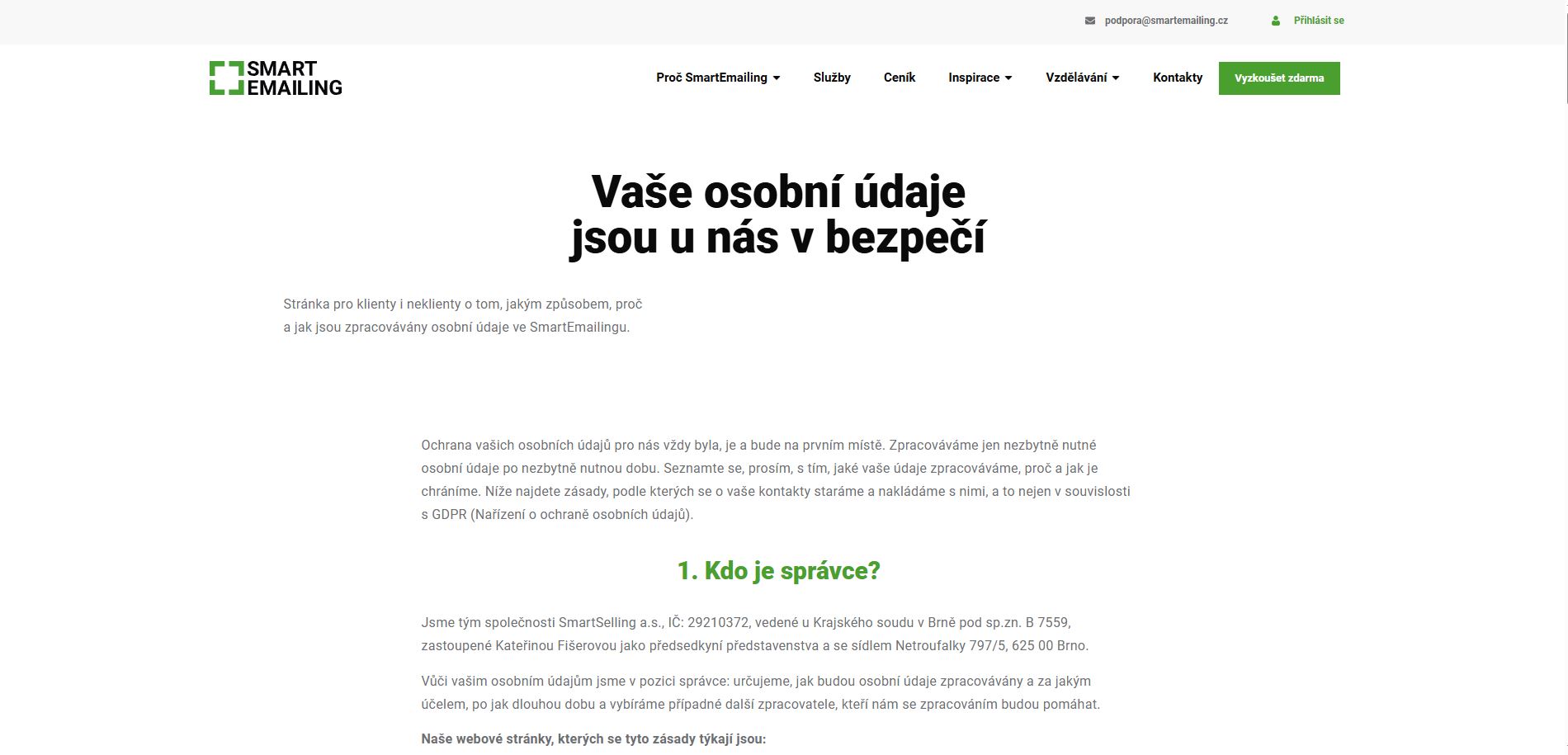 Smartemailing Bezpečnost