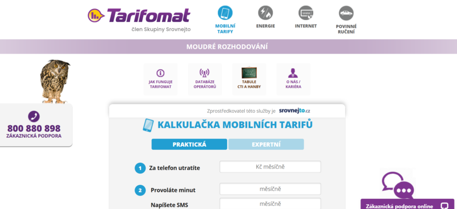 Tarifomat úvodní Strana