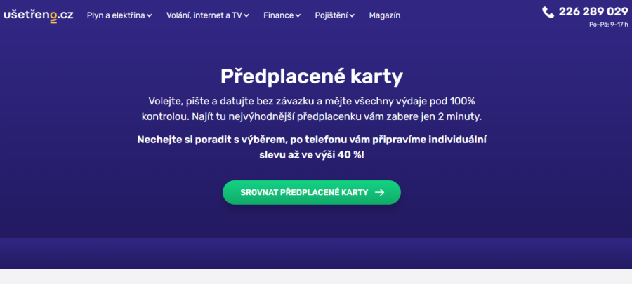 Ušetřeno Předplacené Karty