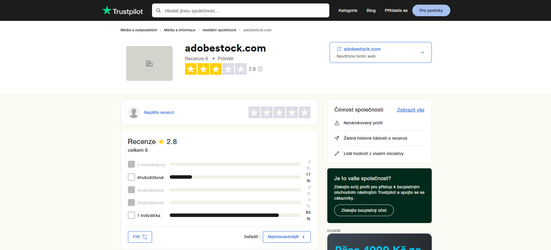 Adobe Stock Trustpilot