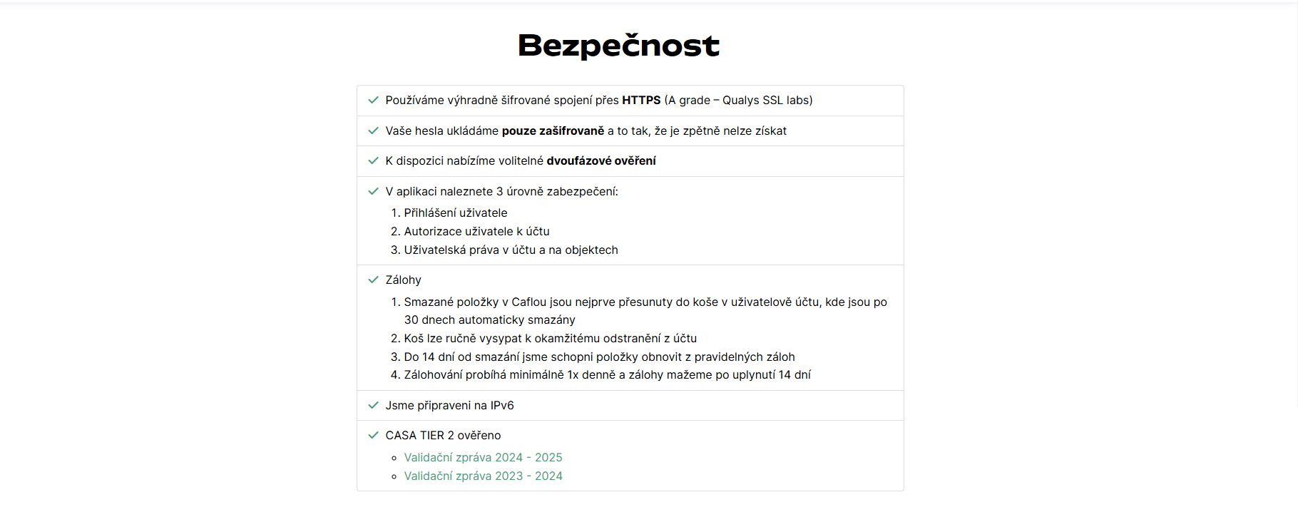 Caflou Bezpecnost