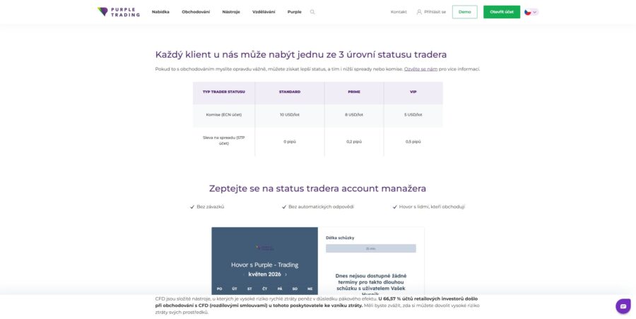 Purple Trading Poplatky