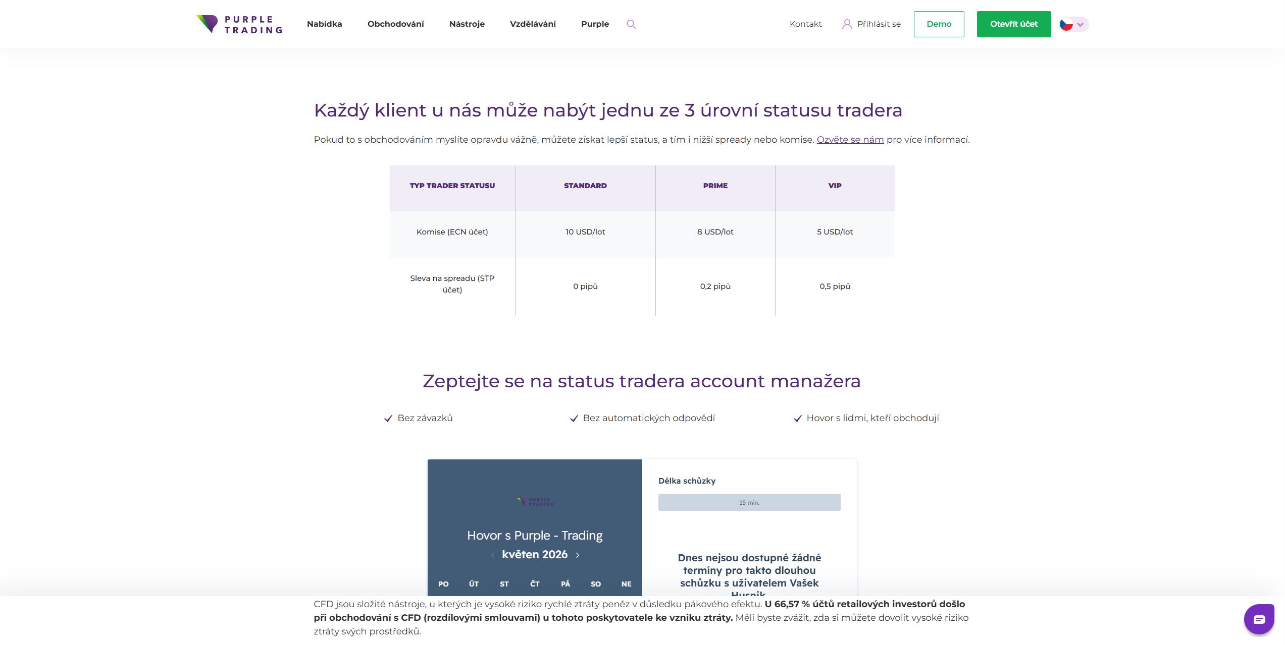 Purple Trading Poplatky