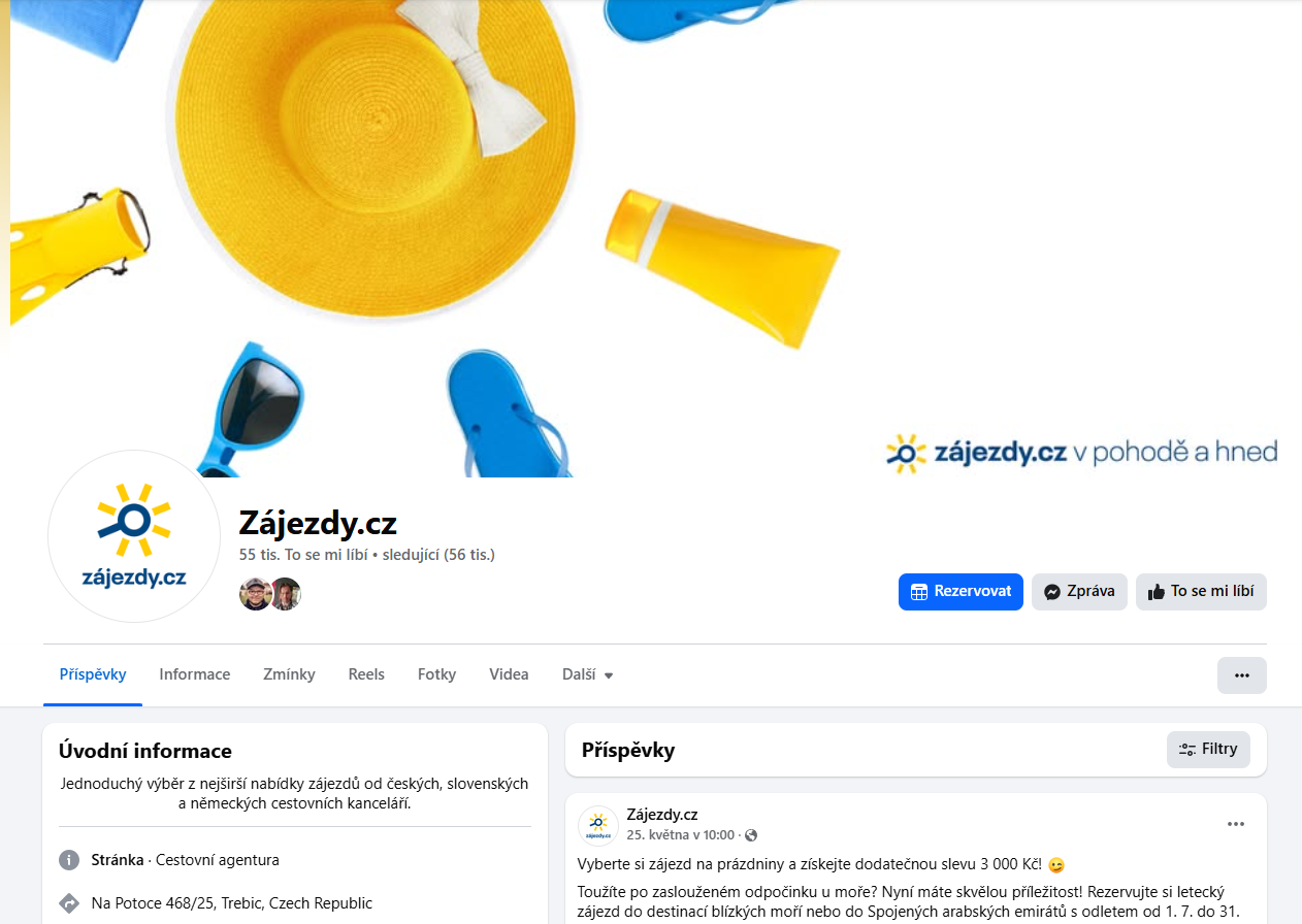 Zájezdy.cz Facebook