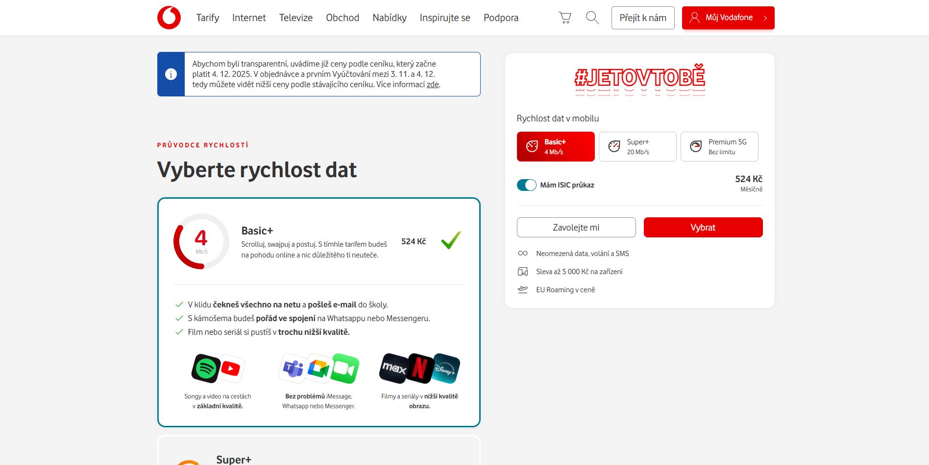 Vodafone Tarif Basic+