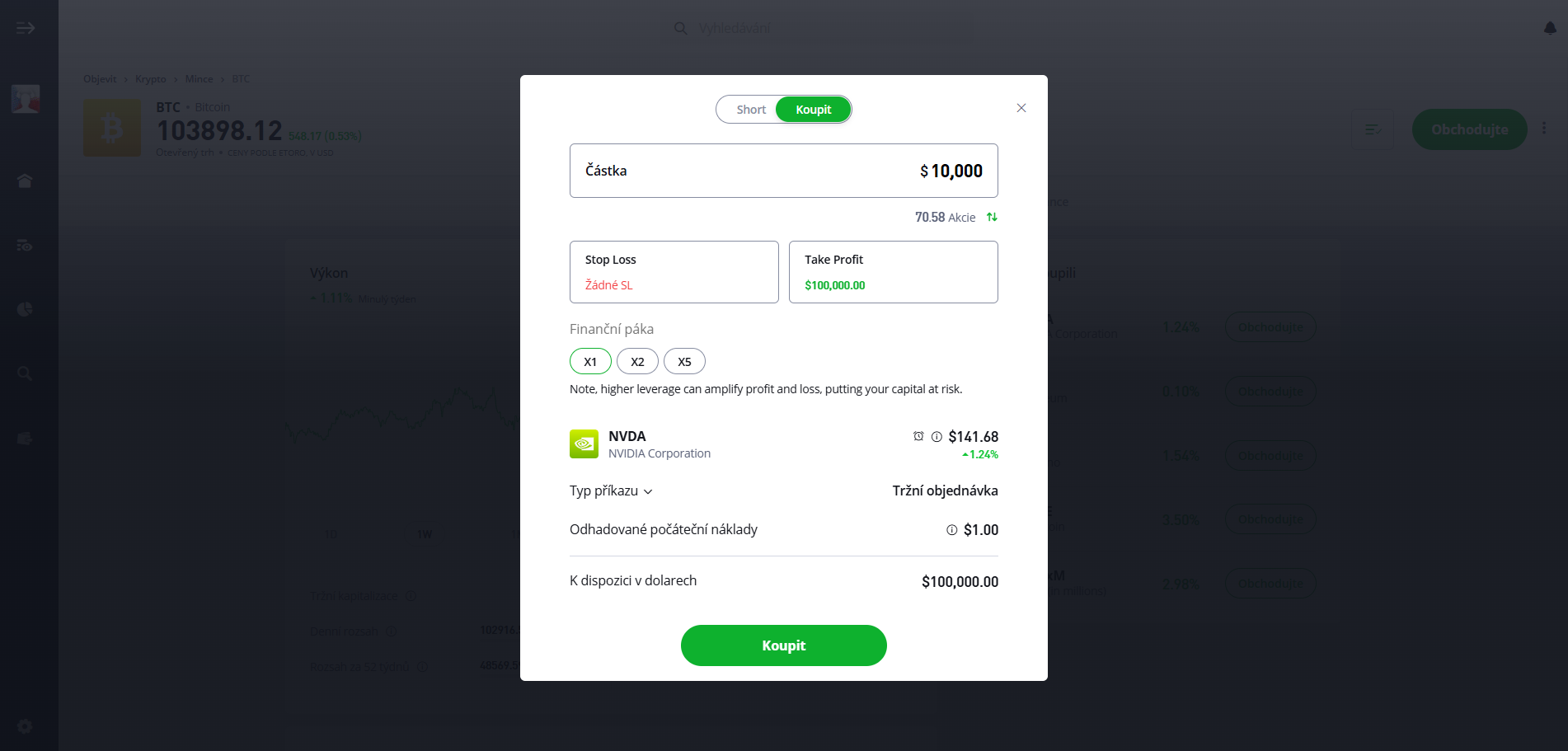 Etoro Otevření Obchodní Pozice