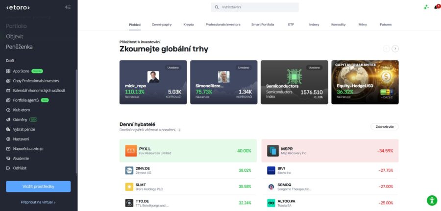 Etoro Instrumenty