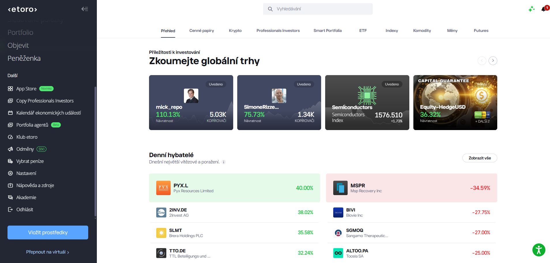 Etoro Instrumenty