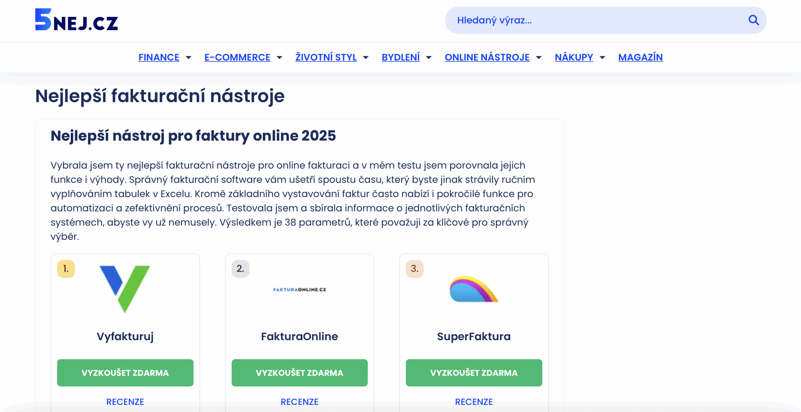 Srovnání Fakturační Systémy