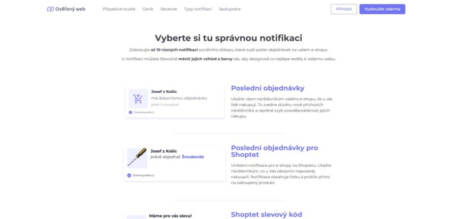 Ověřený Web Typy Notifikací