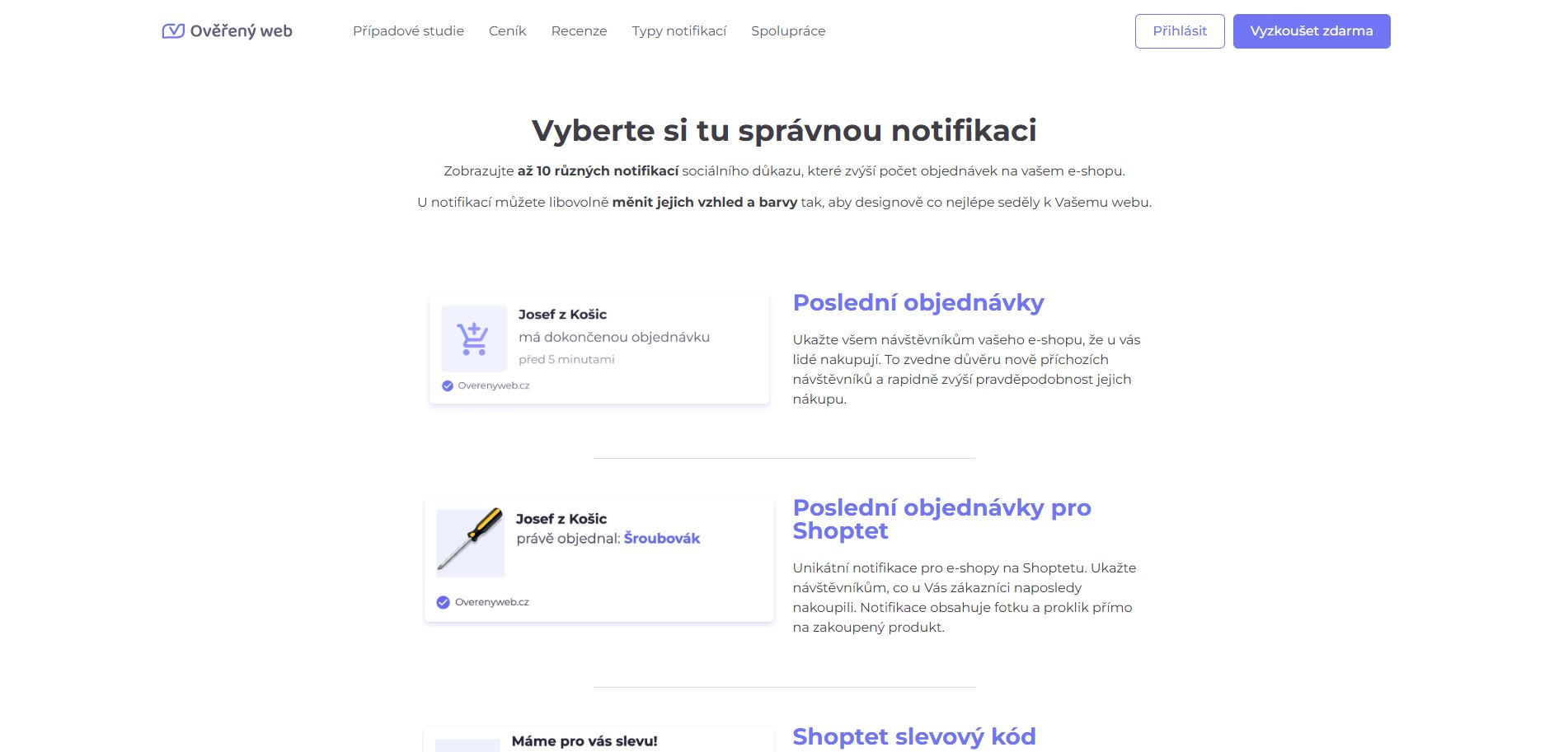 Ověřený Web Typy Notifikací