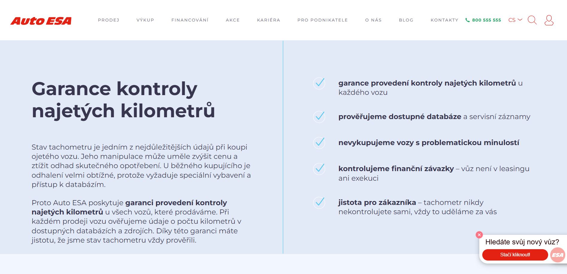 Auto Esa Garance Najetých Kilometrů
