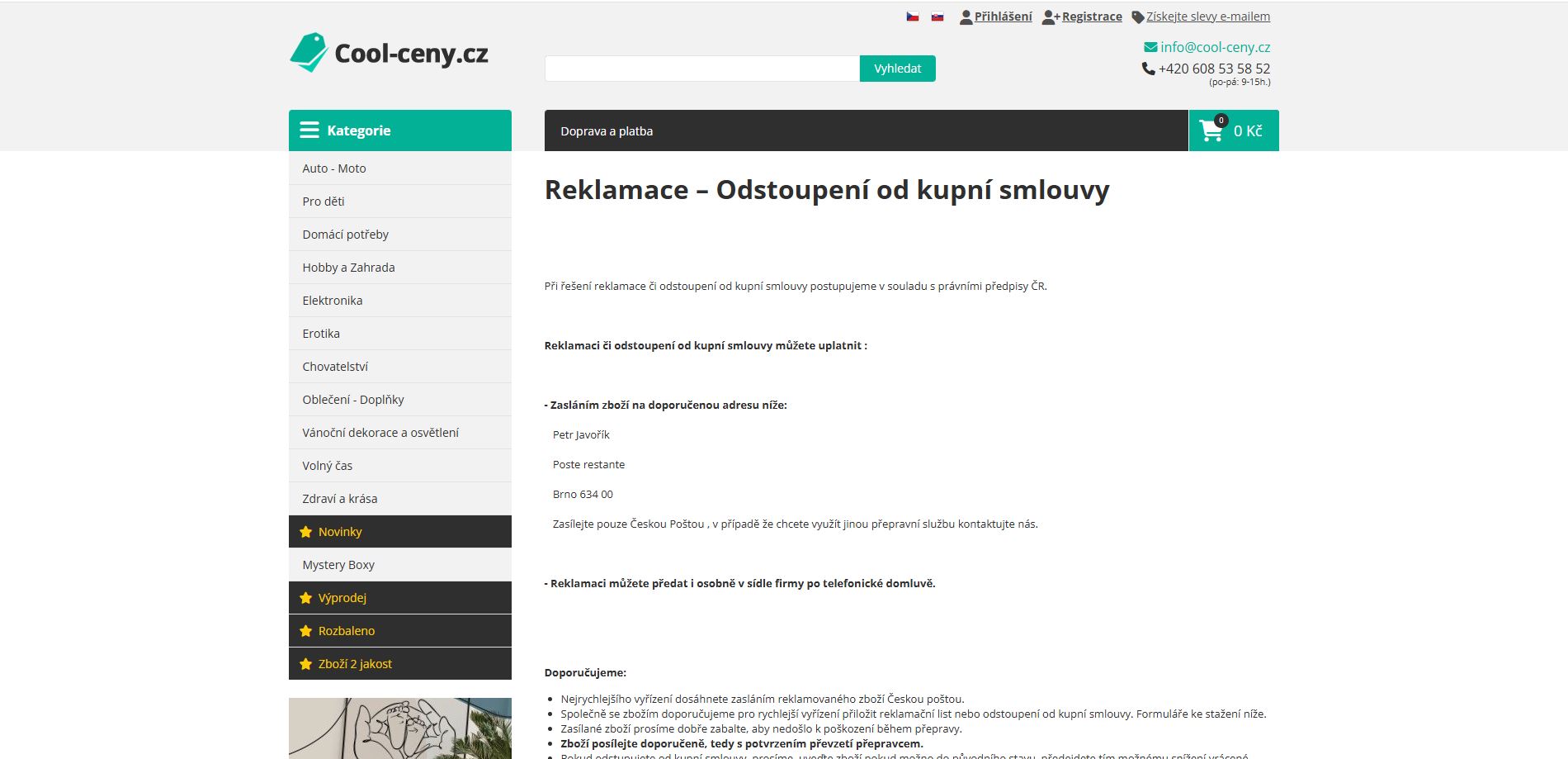 Cool Ceny Reklamace